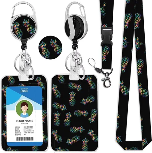 Miniatura 14 de Cordones azul bebé para llaves Portador de Insignias, Carrete de Insignias Retráctil con Clip de Mosquetón y Cordón Desmontable, Linda Tarjeta