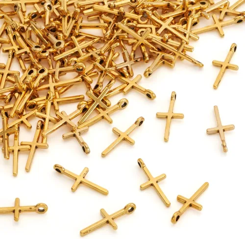 BB Beadthoven Dijes de cruz con cuentas, mini dijes pequeños de metal plateado para pulseras, cruces artesanales para hacer pulseras, collares, Cruz