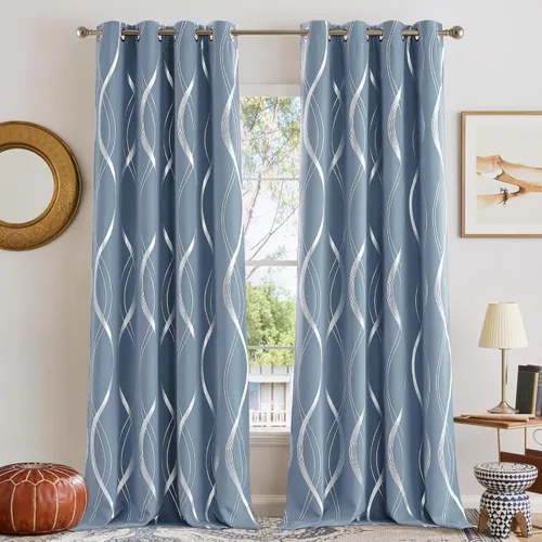 Miniatura 112 de NICETOWN Paneles de Cortinas Opacas para Dormitorio - Tratamiento de Ventanas con Aislamiento Térmico, Ojales Sólidos, Cortinas Opacas con Diseño