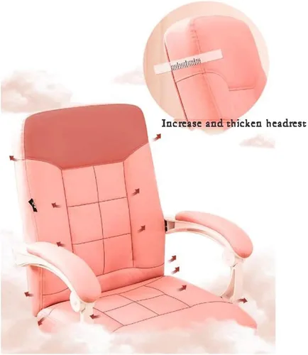 Miniatura 4 de YYDS Silla de juegos de moda para niñas, silla ejecutiva ergonómica en casa, oficina en vivo, silla giratoria de respaldo alto con reposabrazos Beige