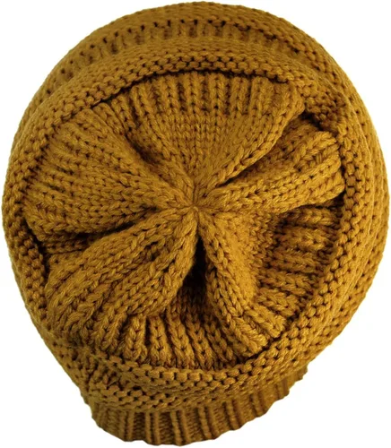 Miniatura 3 de C.C - Gorro de punto trenzado, elástico, moderno, grueso, suave y abrigado