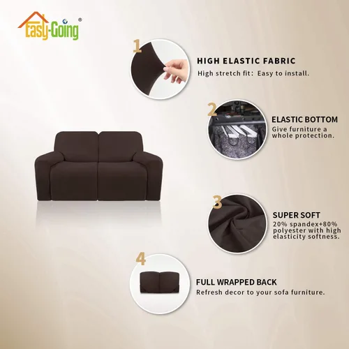 Miniatura 3 de Easy-Going - Funda elástica de microfibra para sofá reclinable seccional, suave vellón ajustable a tu sofá de 2 cuerpos, lavable, protege tus