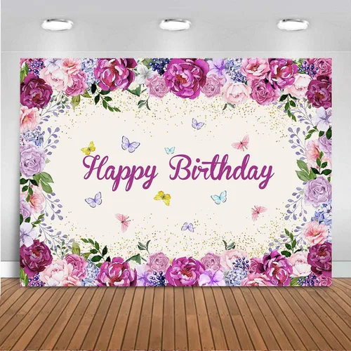 Mocsicka Telón de fondo de fiesta floral de mariposa para bebés, niñas, hada, princesa, feliz cumpleaños, fotografía de fondo, vinilo para niños,