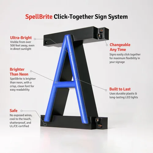 Miniatura 4 de SpellBrite Período LED Señales de bricolaje intercambiables con personajes LED azules Componentes adicionales necesarios para iluminar 6.3