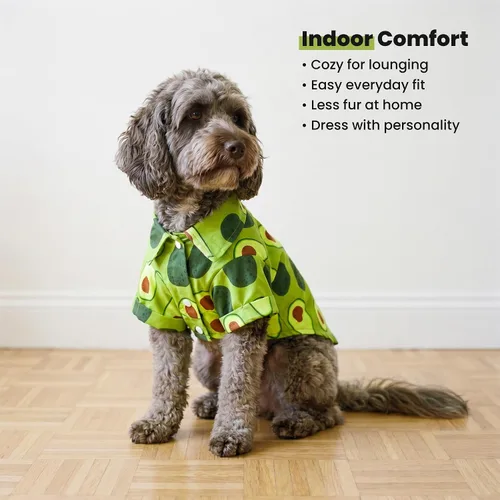 Miniatura 8 de Fitwarm Camisa hawaiana para perro con aguacate, ropa divertida de verano para perros pequeños, niños y niñas, acogedor atuendo con cuello