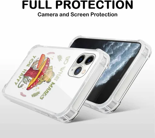 Miniatura 4 de Paquete de 2 fundas transparentes para iPhone 11 Pro de 5.8 pulgadas, diseño de hongos y mariposa, rana, funda protectora suave y delgada a prueba