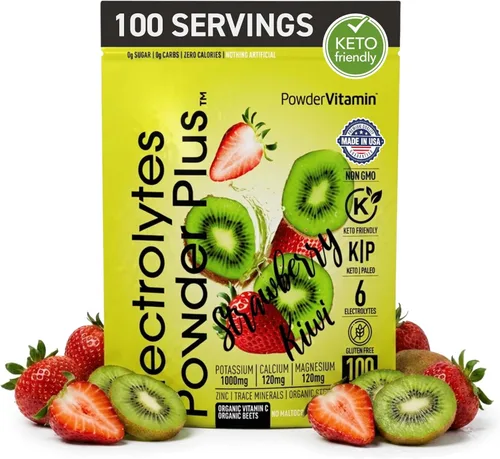Miniatura 25 de Polvo de Electrolitos Plus (50 porciones), 0 calorías Keto, 0 azúcar, sin maltodextrina, 1000 mg de potasio, 120 mg de calcio, 120 mg de magnesio
