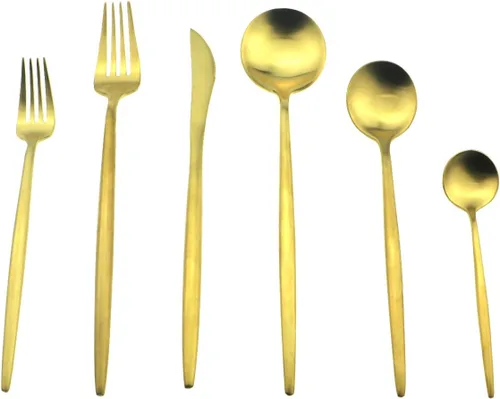Miniatura 8 de Juego de cubiertos de 5 piezas, color negro mate, juegos de cubiertos de acero inoxidable 18/10, incluye cuchara tenedor y cuchillo con cuchara