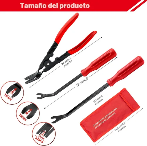 Miniatura 4 de 3 herramientas de extracción de clips, juego de alicates de clip, herramienta de extracción de sujetadores, kit de herramientas de extracción