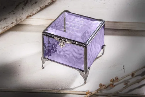 Miniatura 9 de Caja de cristal púrpura personalizada vitrina decorativa de almacenamiento, organizador de joyas, regalo de recuerdo para amigas, hijas, hermanas
