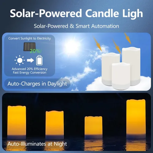 Miniatura 2 de Velas solares – 3.25 x 4 pulgadas 5 pulgadas 6 pulgadas, juego de velas LED impermeables sin llama, del atardecer al amanecer, batería solar 3 Pack