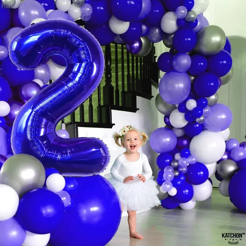 Miniatura 703 de KatchOn, Globo grande azul número 2 de 40 pulgadas Decoraciones de cumpleaños de Baby Shark para niño de 2 años Globo azul número 2 Globo