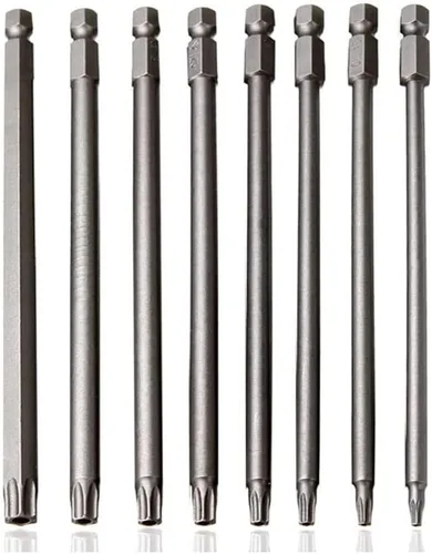 Juego de destornilladores de cabeza de seguridad Torx de acero de 3.937 in S2 de 1/4 pulgadas, vástago hexagonal T8 T10 T15 T20 T25 T27 T30 T40