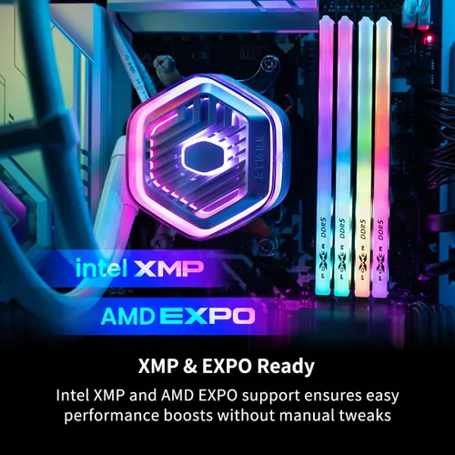 Miniatura 4 de Silicon Power Storm RGB DDR5 6000MT/s (PC5-48000) CL28 32GB (16GBx2) Paquete dual de escritorio de 1.4 V sin búfer DIMM SP032GXLWU60DFDK