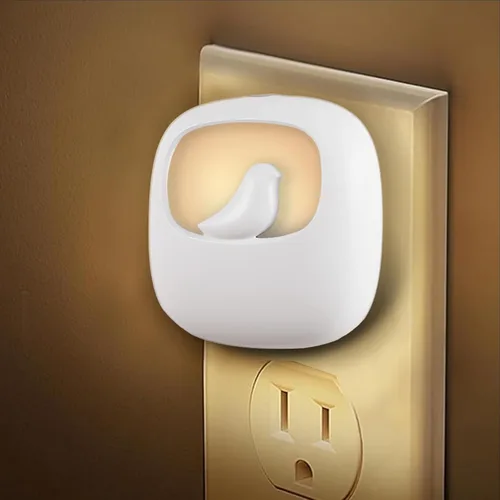 Miniatura 8 de VAVOFO Luz nocturna LED con sensor automático, paquete de 4, 2900-3200K blanco cálido, bonito diseño de pájaro, lámpara de noche de pared