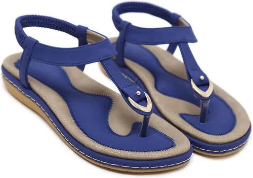 Miniatura 3 de SHIBEVER Sandalias bohemias para mujer de verano con cuentas y tirantes delgados al tobillo, zapatos elegantes