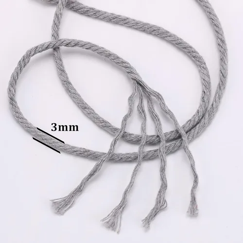 Miniatura 3 de Cuerda de Macramé Gris Claro 3mm x 109 Yardas, Cuerda de Algodón de Colores Cuerda para Manualidades Cuerda de Algodón Colorida para Colgar