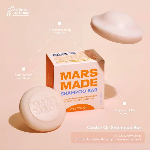 Miniatura 3 de Marsmade Barra de Champú de Aceite de Ricino Hidratante y Humectante Jabón Natural para el Cabello para el Baño, Crecimiento del Cabello y Nutrición