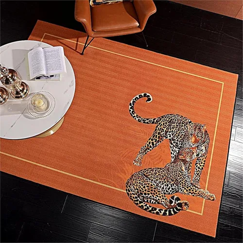 Miniatura 18 de Alfombra de área con estampado de leopardo, 3 x 5 pies, alfombra con estampado de guepardo africano majestuoso y vida silvestre, alfombra de pelo 15