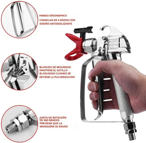 Miniatura 4 de Pistola de pulverización de pintura sin aire de 3600 PSI con protector de boquilla y con 5 puntas de boquilla de pulverización y 5 filtros