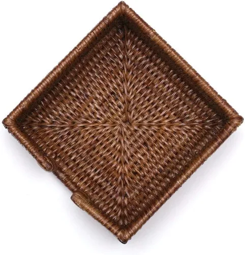 Miniatura 2 de Caspari Servilletero de cóctel de ratán en marrón natural oscuro, 1 unidad