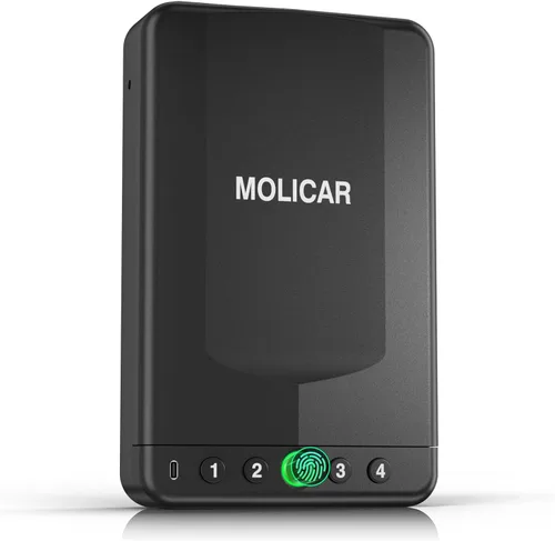 Caja fuerte para pistola de mano pequeña biométrica, caja de seguridad portátil para pistola con acceso rápido por huellas dactilares, caja de