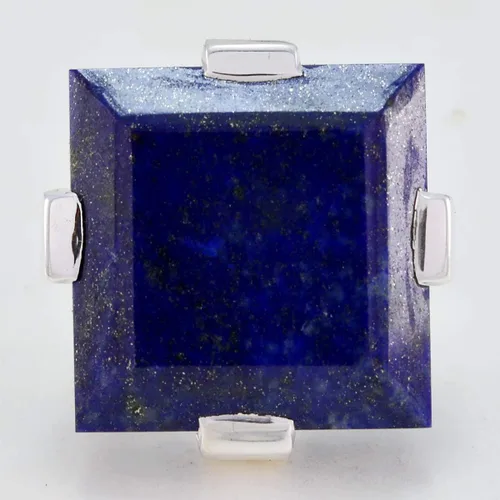 Miniatura 3 de Joyas Plata Gemas Genuinas Forma Cuadrada Una Piedra Lapislázuli Anillos De Plata Sólida Azul Lapislázuli Anillo De Octubre Nacimiento Libra