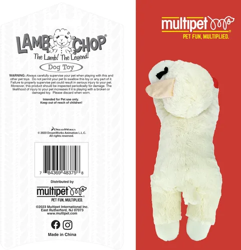 Miniatura 5 de Multipet Licenciado oficialmente Lamb Chop Jumbo White Pelush Dog Toy, 24 pulgadas