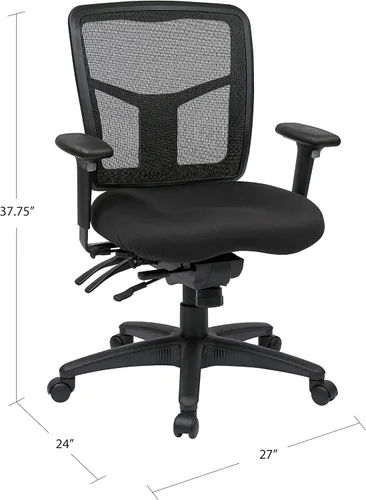 Miniatura 3 de Asiento de respaldo alto Office Star ProGrid con brazos ajustables y deslizador de asiento multifunción, Metal, Negro