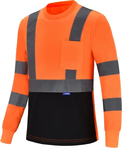 AYKRM Camiseta de seguridad reflectante de alta visibilidad de manga larga de alta visibilidad (XS-6XL)