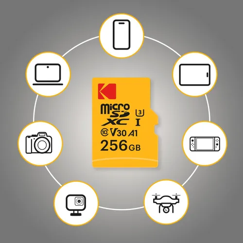 Miniatura 5 de Kodak Tarjeta MicroSDXC UHS-I U3 V30 A1 de 256 GB con adaptador - Velocidad de lectura de hasta 95 MB/s - Velocidad de escritura de hasta 85 MB/s