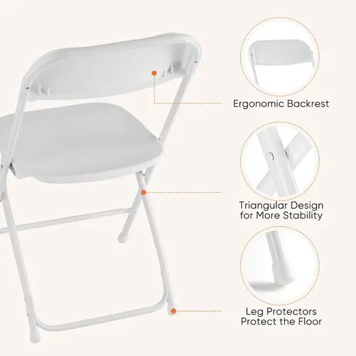 Miniatura 5 de Sweetcrispy Paquete de 4 sillas plegables de plástico para 330 libras, portátiles, metal resistente, fáciles de usar, almacenar, cómodas, para Gris