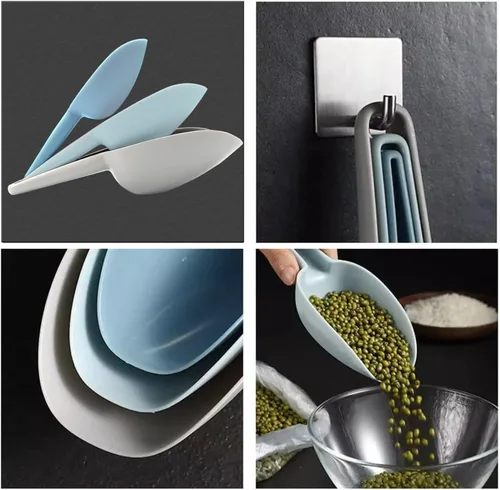 Miniatura 6 de Paquete de 4 cucharas de plástico para recipientes, cuchara de plástico para cubitos de hielo, cucharas de harina, productos secos, granos de café