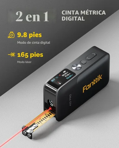 Miniatura 2 de Fanttik Cinta métrica láser digital A10 Pro 2 en 1 con pantalla a color HD IPS, herramienta de medición láser recargable de 165 pies y cinta métrica
