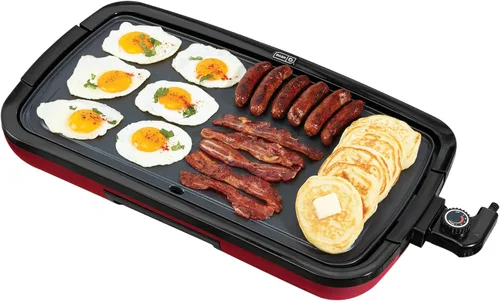 DASH Everyday plancha eléctrica antiadherente de lujo con placa de cocción extraíble, para panqueques, hamburguesas, quesadillas, huevos y otros Rojo