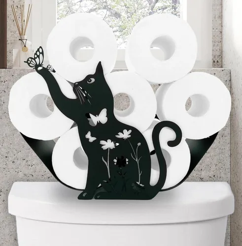 Miniatura 21 de Lindos soportes de papel de oveja, soporte de papel higiénico de metal negro, organizador decorativo de almacenamiento de papel higiénico