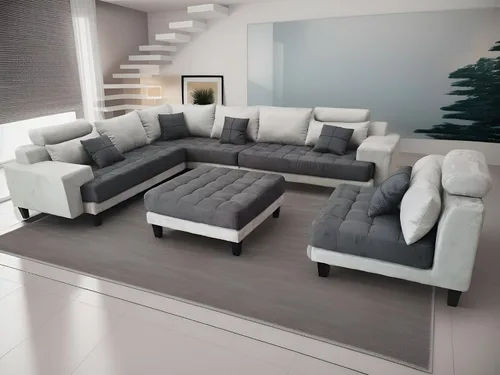 Miniatura 3 de Stendmar Sofá seccional reversible en forma de L y U, conjunto de sofás modernos de tela de microfibra S150D (gris bicolor/gris oscuro)