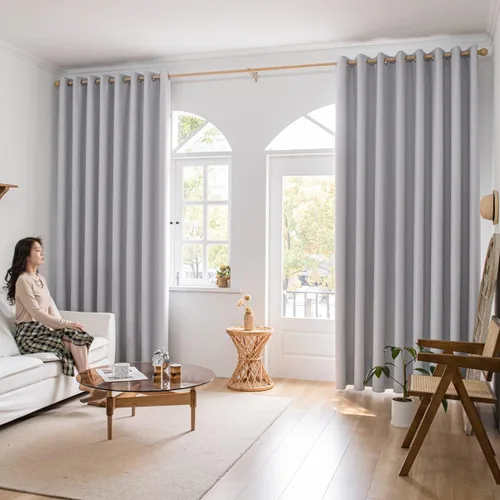 Miniatura 11 de Cortinas Opacas Beige para Ventanas de 54 Pulgadas de Largo, Juego de 2 Paneles con Ojales, Cortinas Opacas que Ahorran Energía, Reducen el Ruido