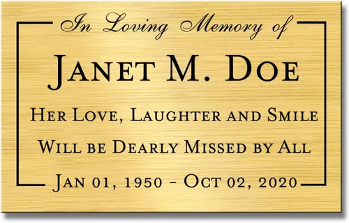 Miniatura 10 de Placa conmemorativa con borde elegante, mensaje personalizado y emblemas de reconocimiento de memoria de identificación, fabricado en Estados Unidos