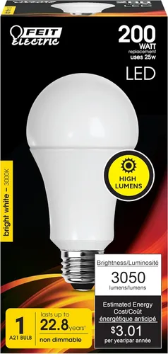 Miniatura 6 de Feit Electric Bombilla LED A21, equivalente a 200 W, no regulable, 3050 lúmenes, base estándar E26, luz diurna de 5000 K, bombilla LED de alto 5000K