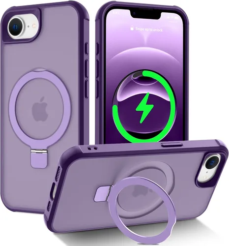 Miniatura 117 de CHAOFEnG Funda magnética compatible con iPhone 11 con soporte, prueba de caídas de grado militar, compatible con imán, anillo translúcido, parte