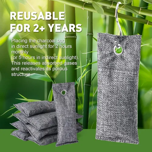Miniatura 3 de TUXIYA Paquete de 8 Bolsas de carbón activado absorbente de olores, eliminador de olores para olores fuertes, desodorante para zapatos, carbón
