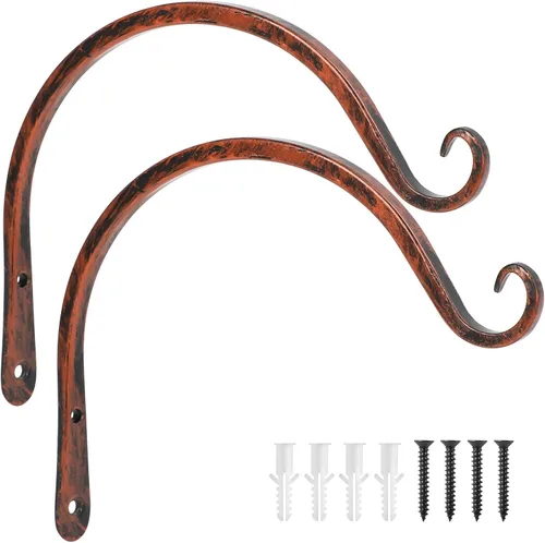 Miniatura 11 de FEED GARDEN Ganchos de pared para plantas colgantes de 10 pulgadas, paquete de 2 soportes de metal resistentes para plantas, con capacidad para 48