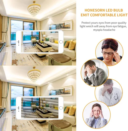 Miniatura 6 de Honesorn Bombilla de tocador equivalente a 60 W, base E26 blanca cálida de 2700 K, luz redonda para baño, bombillas LED G25 para espejo de tocador