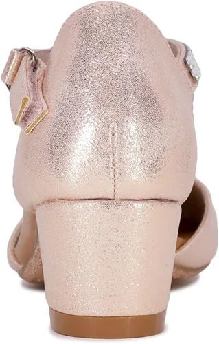 Miniatura 3 de NINE WEST Zapatos de vestir de tacón bajo de dos piezas para niñas y niñas con correa de tobillo