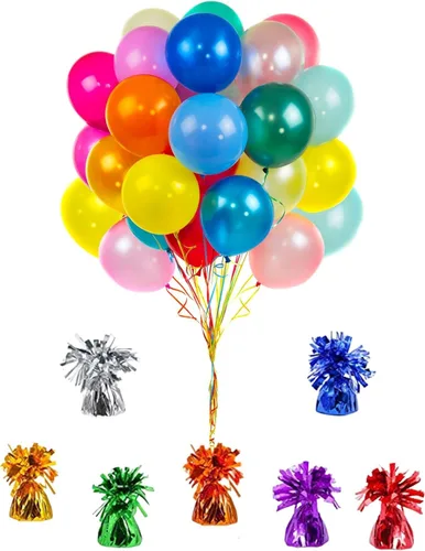Miniatura 3 de Pesas de globos metálicos, recuerdos de fiesta de cumpleaños, regalos novedosos y mordazas, 5.5 pulgadas, paquete de 12 unidades plateado