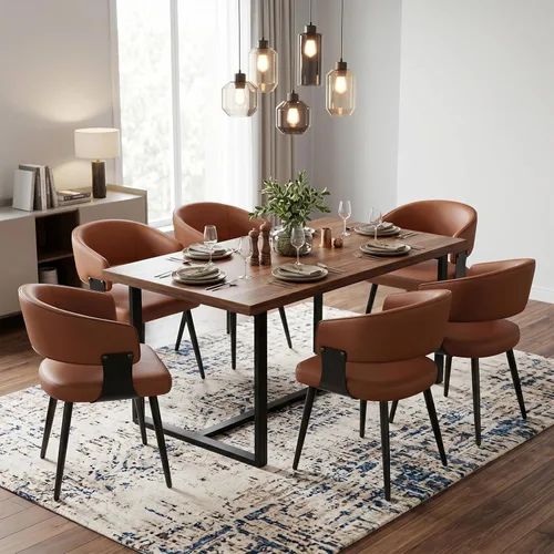 Miniatura 18 de Dining Chairs Set of 2, Modern Upholstered Faux Leather Kitchen Chairs with Curved Back, Easy to Assemble & Clean for Dining Room, Restaurant, Cafe