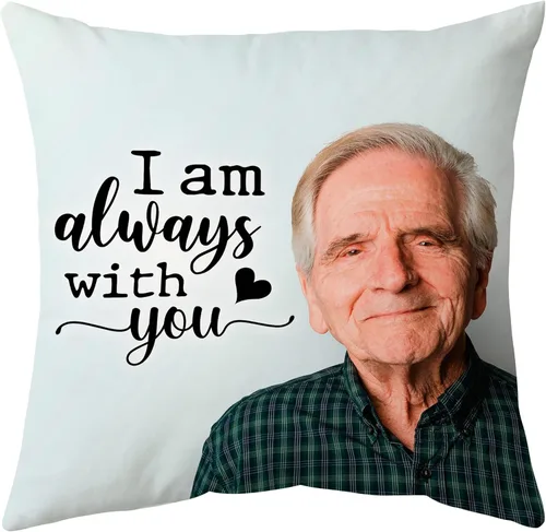 Hyturtle Almohada conmemorativa personalizada de condolencias con inserto de 12 x 12 pulgadas, regalos impresos de doble cara para la pérdida de un