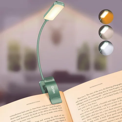 Miniatura 15 de Gritin Luz de Lectura Recargable de 9 LED para Leer en la Cama - Cuidado de los Ojos 3 Temperaturas de Color, Brillo de Atenuación Continua, 80