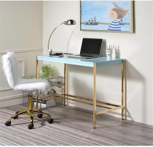 Miniatura 4 de Acme Midriaks - Escritorio de madera con puerto USB en azul y dorado